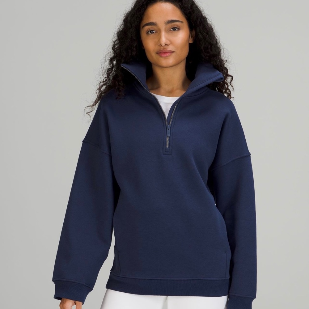 Lululemon thick fleece half zip *rare find* medium Night Sea